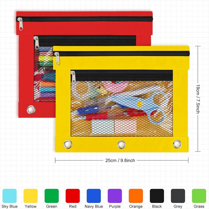 IKAYAS 24 Pack Pencil Pouch for 3 Ring Binder Bulk Binder Pencil Pouch with Zipper, Pencil Pouches Pencil Bags for Classroom Bulk Pencil Box Pencil Case for Storing School Students Teacher Supplies - Image 2